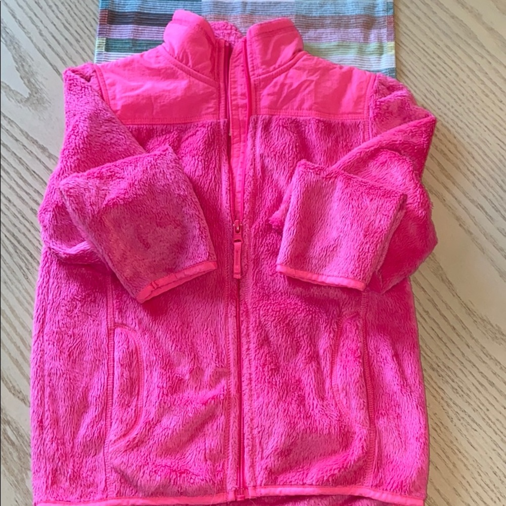 Justice pink neon fleece jacket